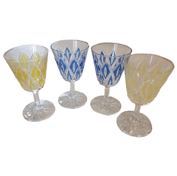 1950s VMC Reims French Harlequin VMR1 Wine Glasses - Picture 1 of 8